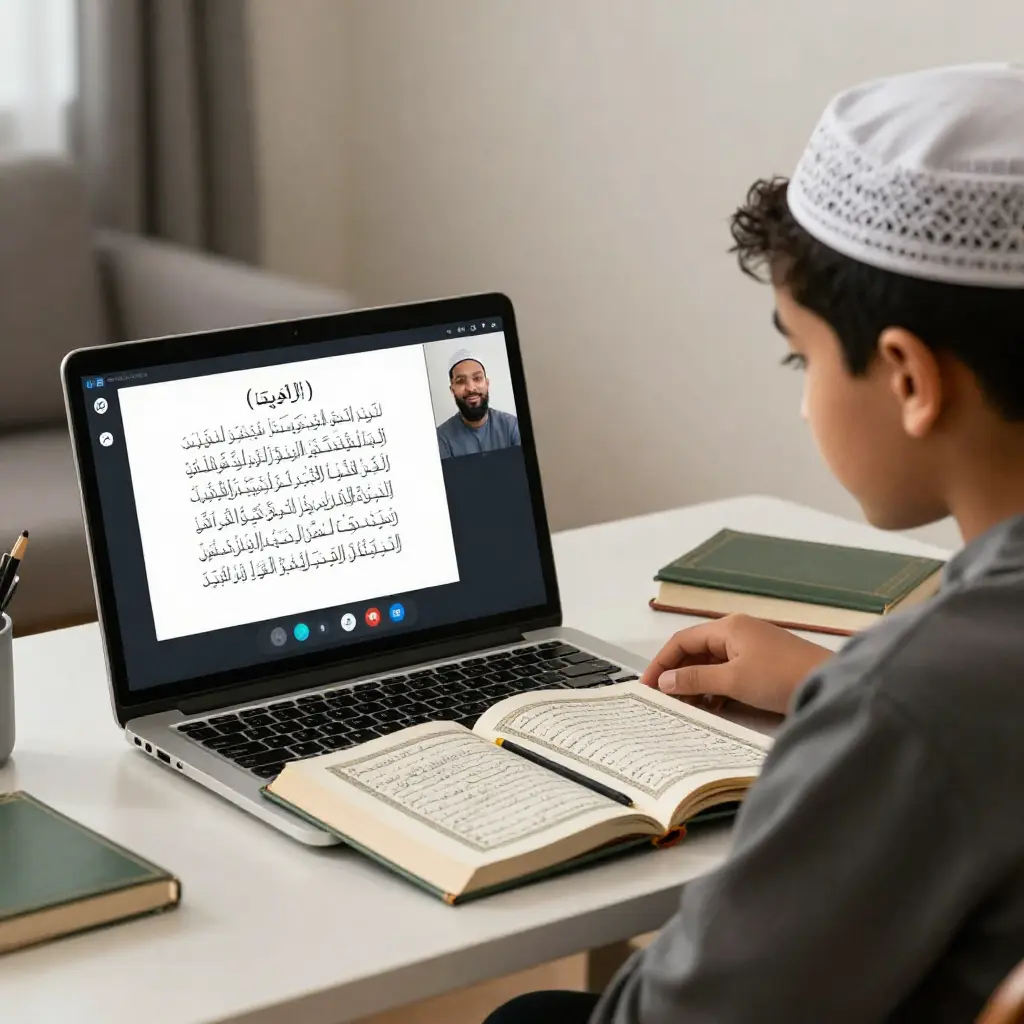 A teacher is taking Online Ijazah Course on Zoom