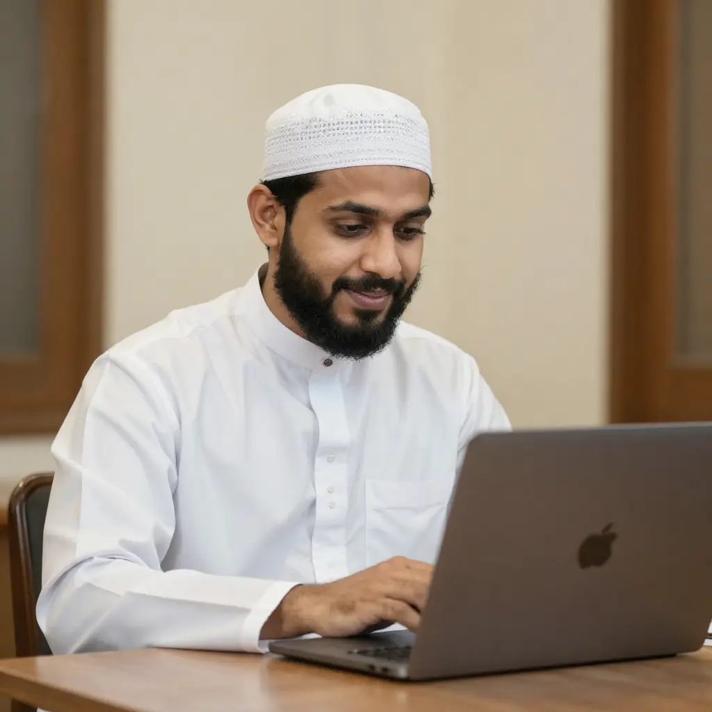 Online Quran Teacher is taking class
