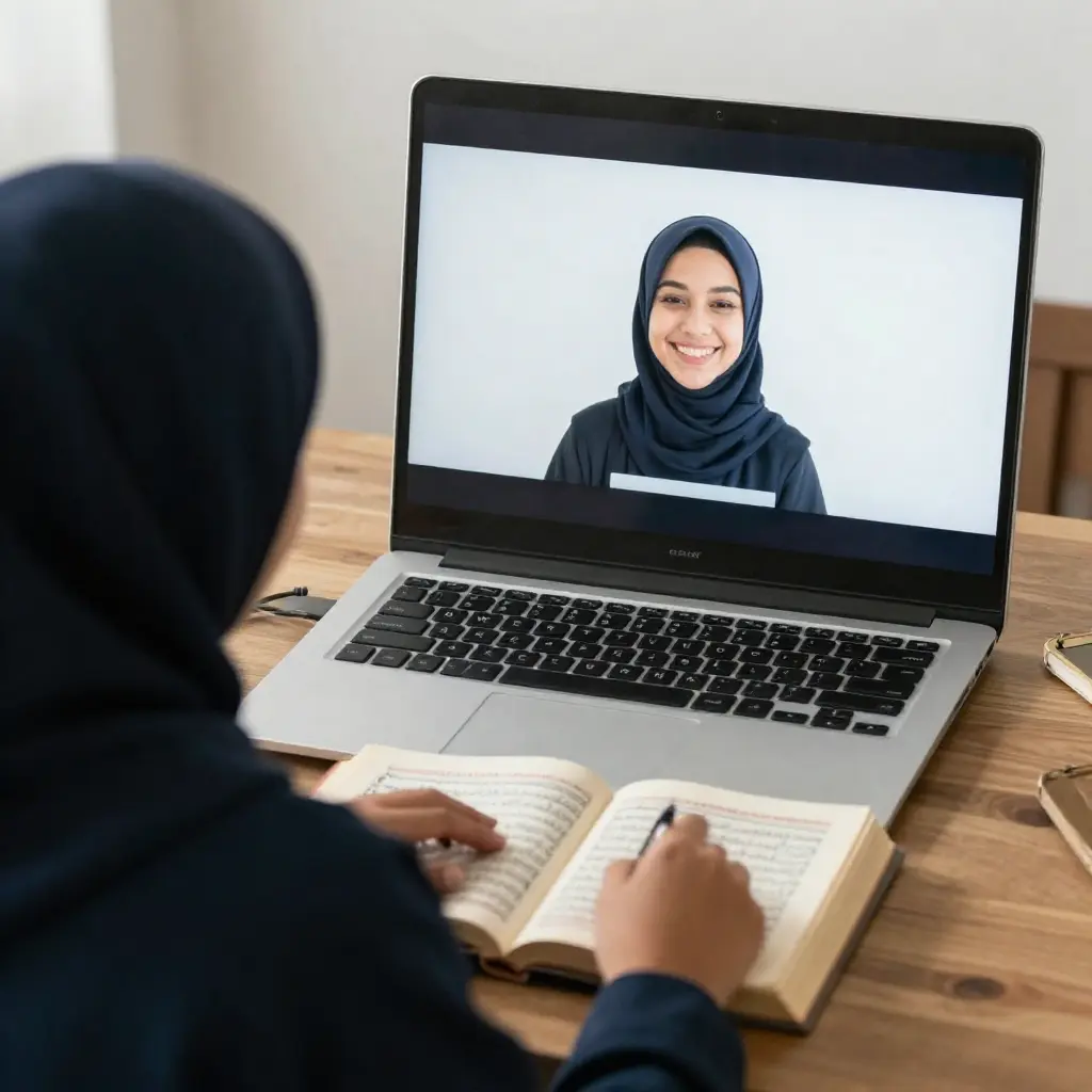 Female Quran tutor for Toddlers teaching children via zoom