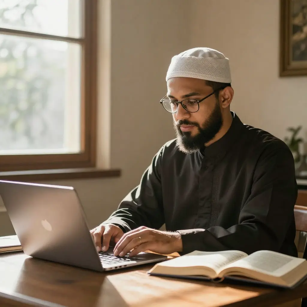 Quran teacher taking class of New Zealand kids on zoom