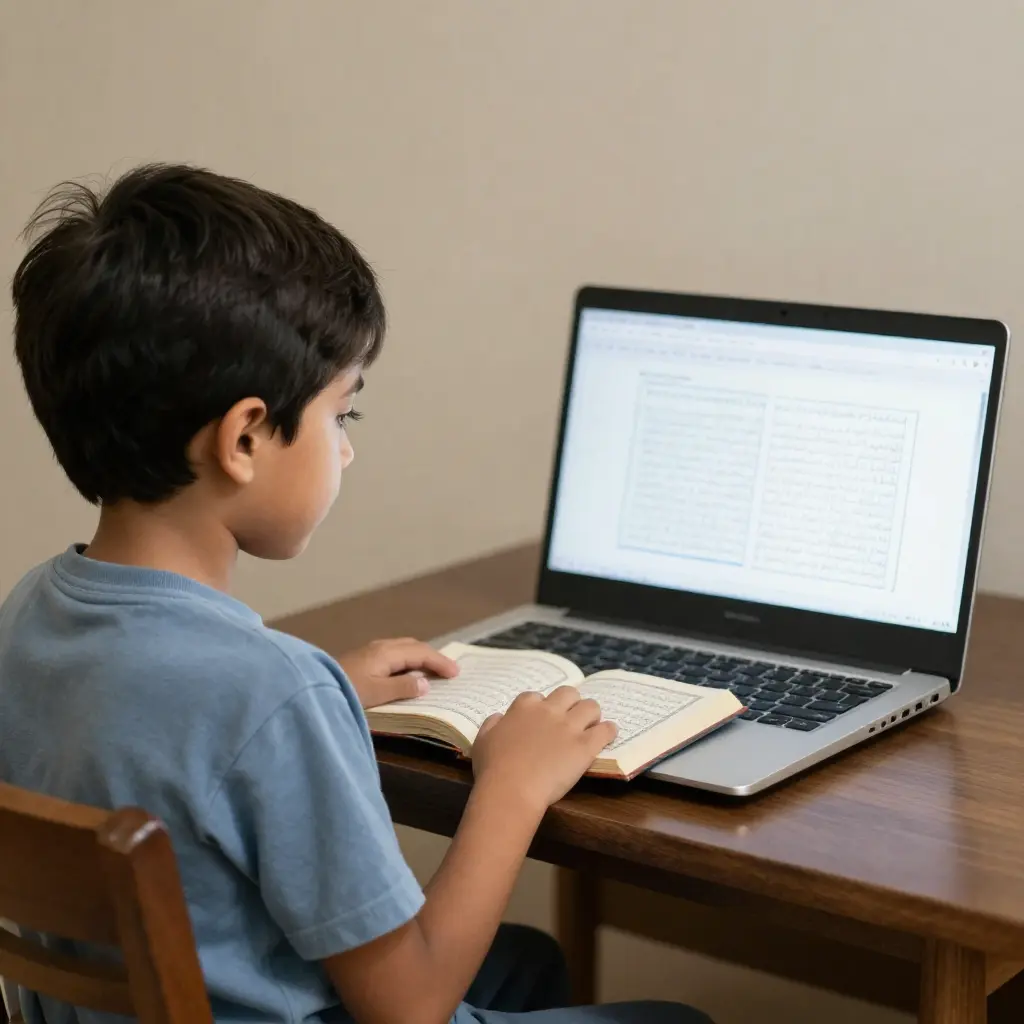 A child is getting Online Islamic studies for kids class
