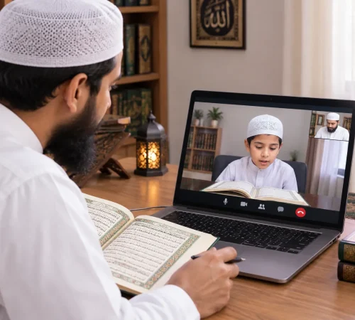 Teacher is taking online Quran ijzah course