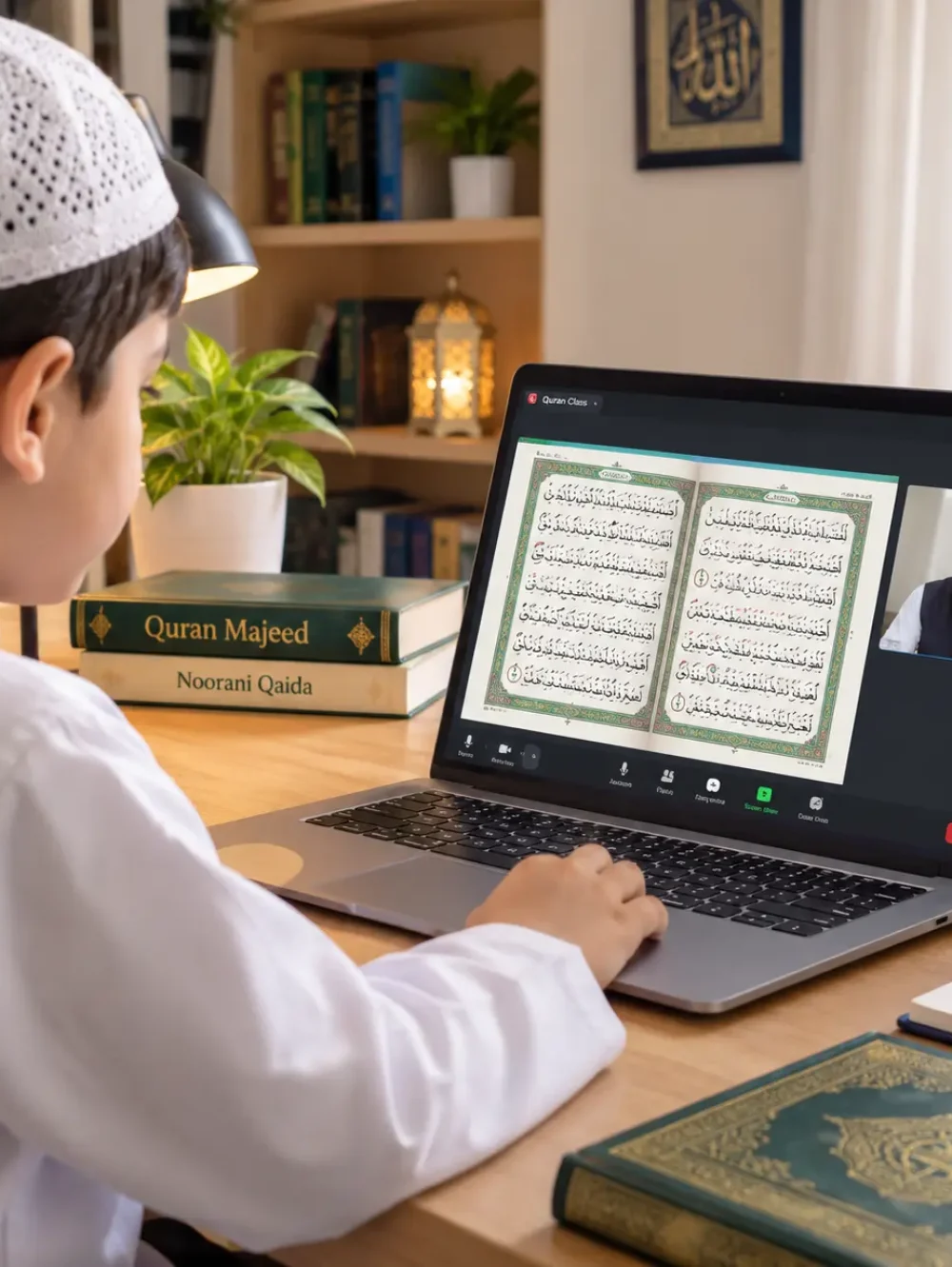 Teacher is taking online Quran recitation classes on zoom