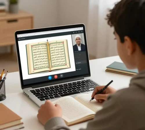 Student is taking Online memorization Course from a qualified Quran Teacher